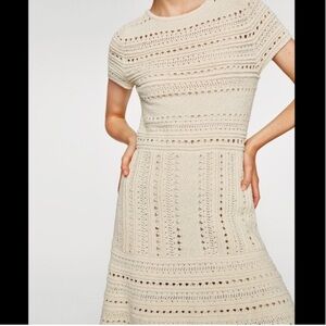 Zara Cream Crochet Midi Dress
